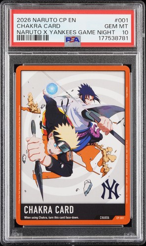 2026 NARUTO CP-CHAKRA PROMOS NARUTO X YANKEES GAME NIGHT #001 CHAKRA CARD PSA 10