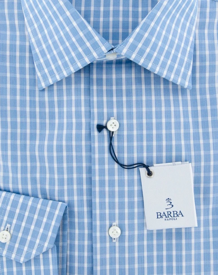Barba Napoli Blue Plaid Shirt - Slim - 15/38 - (D2U10TSP1321) - Image 2 of 4
