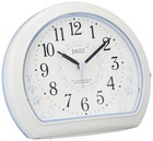 RHYTHM Quartz Alarm Clock Analog Electronic Sound Rabbit Pattern White DAILY R55