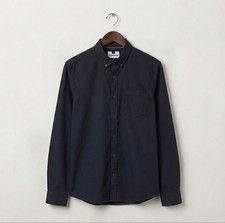Topman Men Shirt L Black Long Sleeve Button Down Pocket Slim Fit Smart Formal
