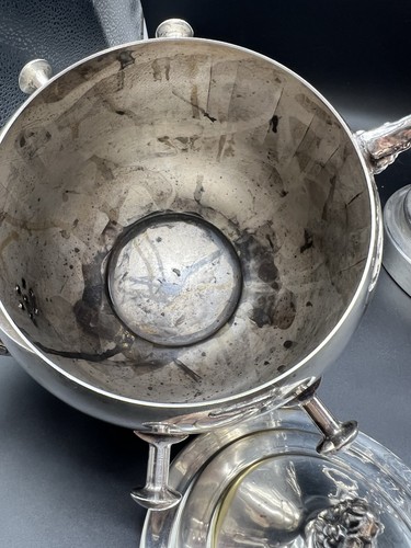 Meneses Orfebres Silverplate On Copper 3 Pc Floral Teapot & Stand 1920s READ - Picture 15 of 21