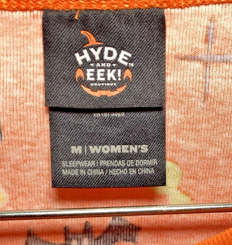 Hyde & Eek Boutique Size M Womens Halloween Pajamas/Orange, Black &amp