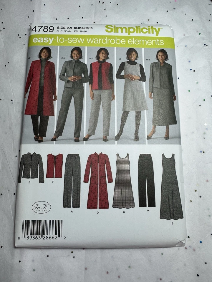 Simplicity 4789 Pattern Misses Size 10-18 Wardrobe Jacket Vest Dress Pants AA - Image 3 of 4