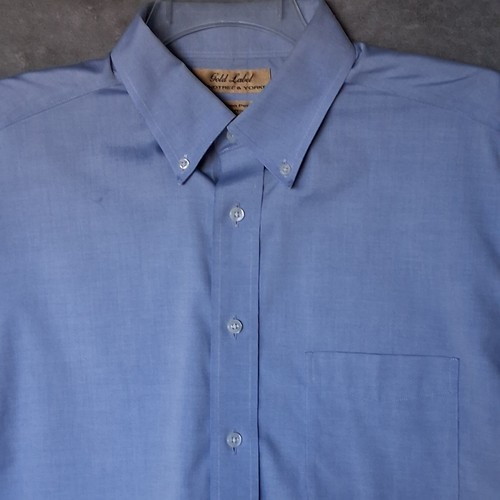Gold Label Mens Blue Shirt Size 16.5 33 Roundtree Yorke 80's Non Iron Cotton - Picture 10 of 12