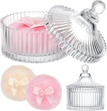 3 Pcs Large Body Powder Puff and Container Valentine'S Day Gift Powder Container