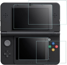 Screen Protector Compatible with Nintendo New 3DS, 2 Pack 4 Pcs Tempered Glass