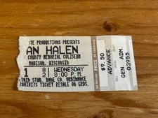 Original 1982 Van Halen Ticket Stub at Dane County Coliseum in Madison, Wis