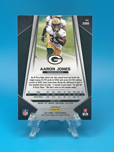 Panini Prizm 2017 Aaron Jones #288 Silver Prizm (RC) - Imagen 2 de 2