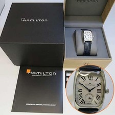 Hamilton Boulton Quartz H13421611 White Blue Hands Mens Watch Full Set Near MINT