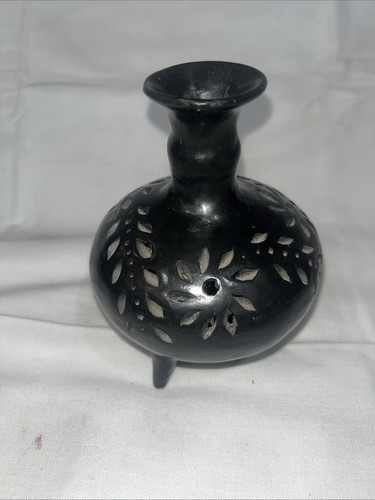 Jarrón vintage de cerámica negra "Barro Negro" 5 1/2"" - Imagen 2 de 9