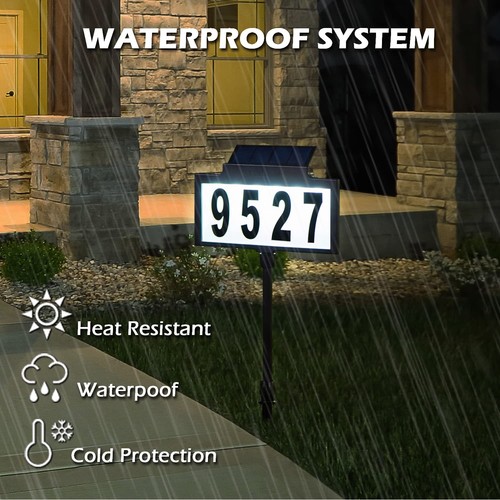Solar Address Sign House Number for outside LED Illuminated Outdoor Address - Picture 4 of 8