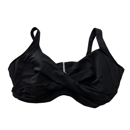 Womens Lands End Size 22 Black Twist Front Underwire Bikini Top Swim NWT - Picture 1 of 7