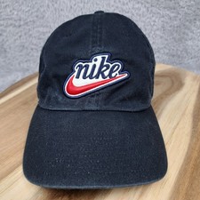 Nike Swoosh Hat Cap Strap Back Black Embroidered Dad Hat Baseball Heritage86