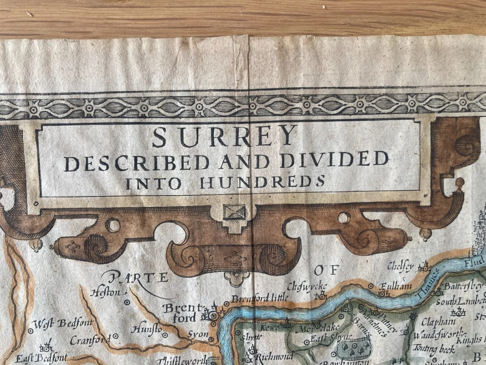 Surrey Described, c1676, John Speed, Original Antique Map - Image 2 of 4
