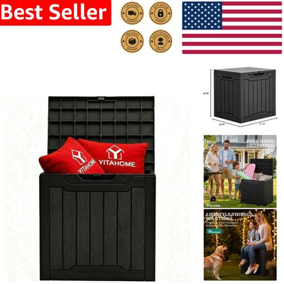 #ad Durable 31 Gallon Resin Storage Box Black Outdoor Waterproof Patio Deck Solution $58.43