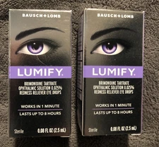 New Lot Of 2 Boxes Lumify Redness Reliever Eye Drops 2.5mlx2 9/2026
