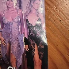 Shirley of Hollywood Black  Lace Chemise thong set vintage