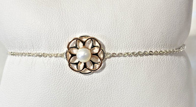 18K Rose Gold over Sterling Silver Kit Heath Pearl Bracelet, 6.5/7.25'' NWT