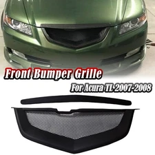 Front Bumper Grill Grille + Bracket Kit For Acura TL 2007-2008 Matte Black