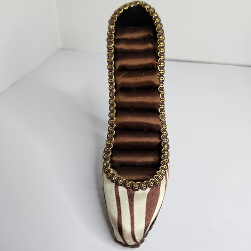Zebra Print High Heel Ring Holder Display Stand Brown Gold Trim Boutique Decor - Picture 3 of 9