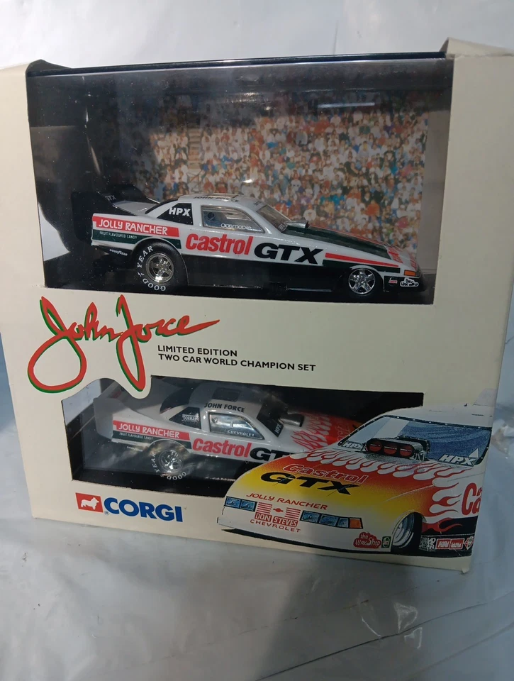 1995 Corgi John Force 2 Car World Champion Funny Car Set Castrol GTX  - Image 2 of 4