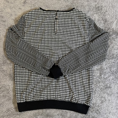 Blusa Pullover Michael Kors Blanco y Negro Transparente con Puño Tejido y Cintura L - Imagen 8 de 8