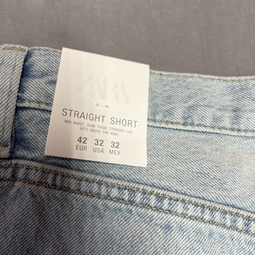 Zara Denim Button fly Jean Shorts Men Size 32 LIghtWash Lightly Distressed NWT - Picture 6 of 20