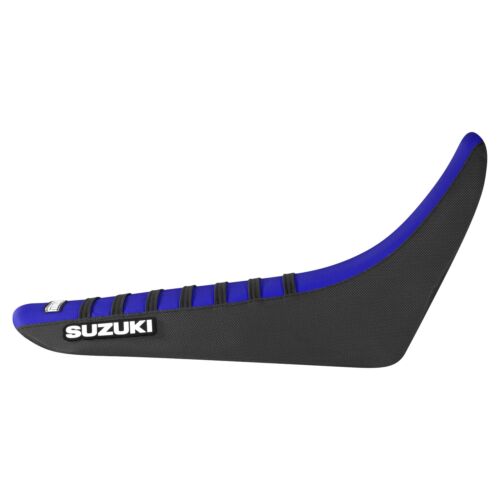 2001-2024 Suzuki DR 650 gripper seat cover BLACK /BLUE/BLACK ribs #244 LOGO - Picture 2 of 5