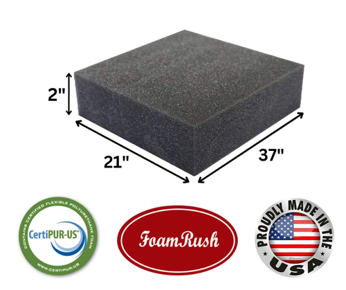 FoamRush 21" x 37" Charcoal High Density Upholstery Foam Seat Cushion USA - Picture 9 of 15