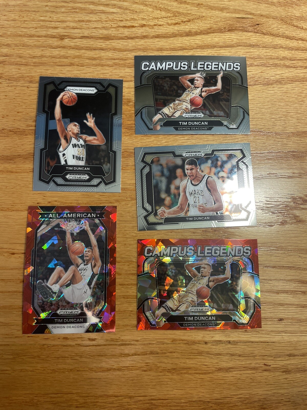 2024 Panini Draft Picks Prizm Lot: Tim Duncan - Red Ice, Campus Legends