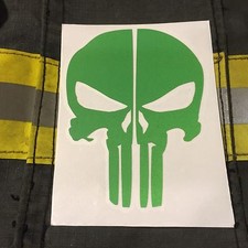 PUNISHER SKULL REFLECTIVE FIRE HELMET DECALS FIRE HELMET STICKER - GREEN