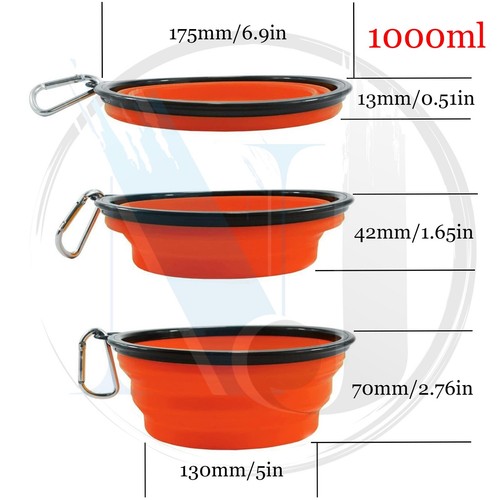 Collapsible Dog Cat Rabbit Pet Bowls Food Water Feeding Silicone Portable Travel - Picture 16 of 19