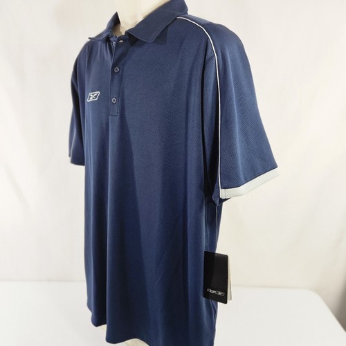 RBK Play Dry Herren Poloshirt Kurzarm Knöpfe Gr. Große blaue Funktion Neu - Bild 7 von 14