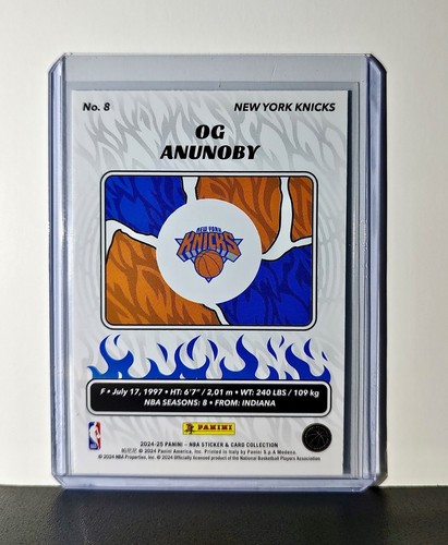 OG Anunoby 2024-25 Panini NBA #8 Sticker Card New York Knicks - Picture 2 of 2