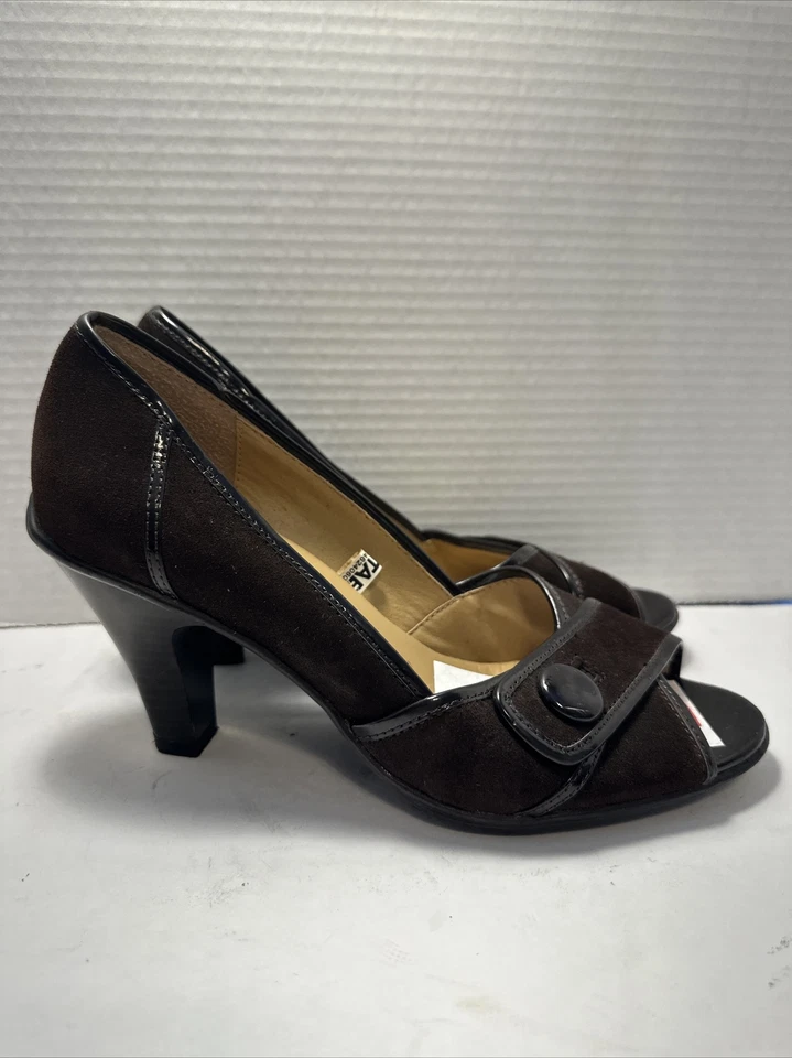 Merona Brown Leather Heel Pump Women Shoes 8M HHR6-4 LKNU - Image 3 of 4