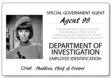 GET SMART  AGENT 99 NAME BADGE PROP HALLOWEEN COSPLAY PIN BACK