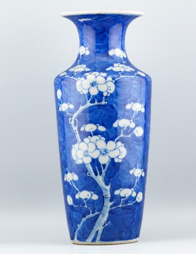 Antique Chinese Porcelain Vase Blue White Kangxi Marks Qing Dynasty 19th Century - Picture 6 of 14