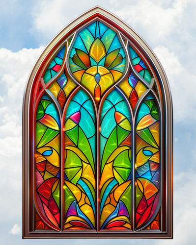 Kirche Glasimitat Buntglas BOGEN FENSTER KLAMMER Größe 10,6" Vinyl - Bild 4 von 4