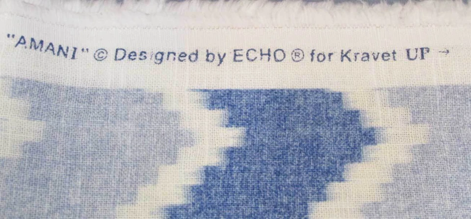 Tela Echo Kravet Amani Southwestern azul y crema Zig Zag manualidades de costura Foto 4 de 4