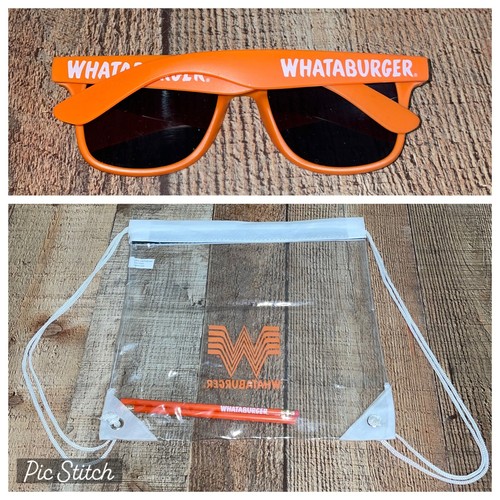 Whataburger Collectible Lot Clear Backpack, Pencils And Sunglasses - Picture 1 of 11
