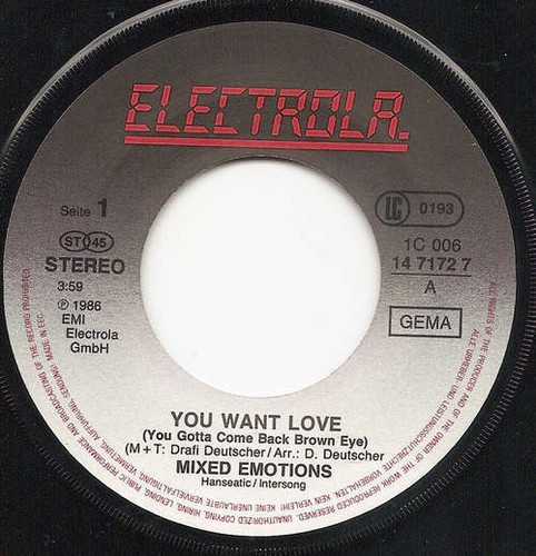 Mixed Emotions - You Want Love You Gotta Com 7" Single Vinyl Scha - Bild 3 von 4