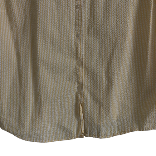 L.L Bean Women's Blouse Plus 1X Striped Yellow Textured 100% Cotton Long Sleeve - Picture 7 of 10