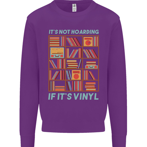 Its Not Hoarding Funny Vinyl Records Turntable Kids Sweatshirt Jumper - Picture 18 of 92