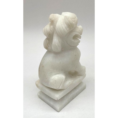 León asiático blanco Foo dog alabastro - Imagen 4 de 7