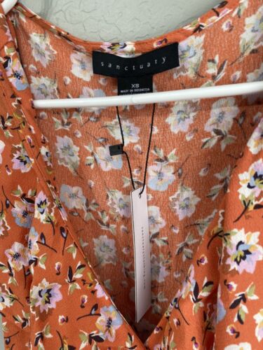 Sanctuary Dress Johanna Wrap Floral Print Women Orange Size XS New With Tags - Picture 2 of 6