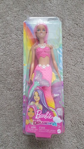 Barbie Dreamtopia Meerjungfrau Puppe kurvige rosa Haare und Schwanz mit Diadem Mattel