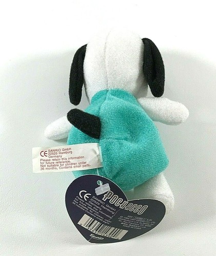 Vintage Sanrio Smiles Pochacco 5.5" Puppy Dog Tag Attached Stuffed Animal Plush - Picture 2 of 5