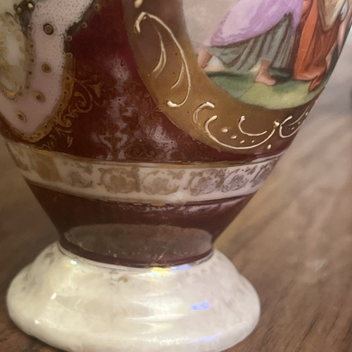 Royal Vienna Vase Classical Scene 6” Tall Makers Mark Maroon Violet - Picture 13 of 18