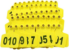 Cattle Ear Tags Large Plastic Livestock Number 001-100/101-200/201-300 Yellow