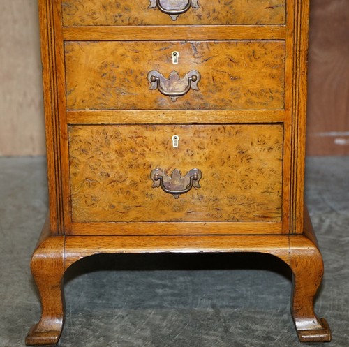 FEINANTIK UM 1880 VIKTORIANISCHES POLLARD EICHE PARTNER SCHREIBTISCH GRÜN LEDER TOP - Bild 5 von 12